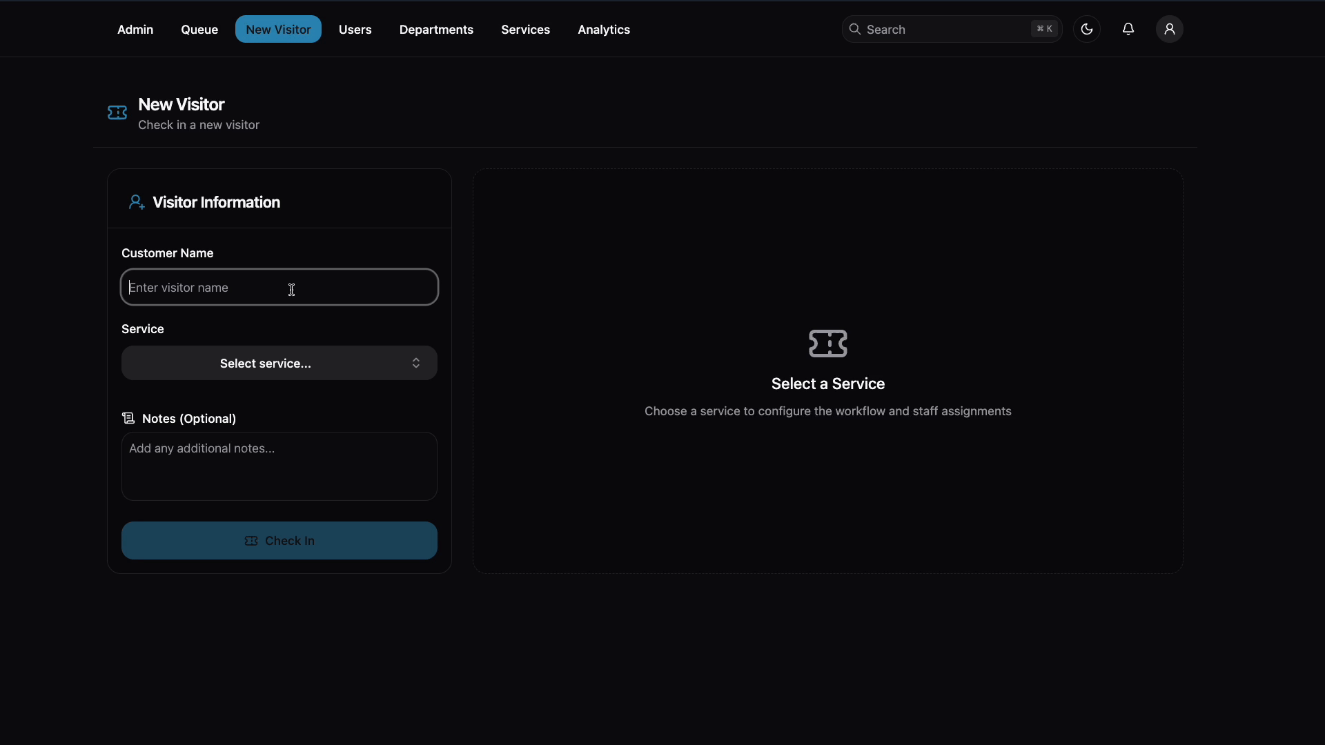 Check in new visitors